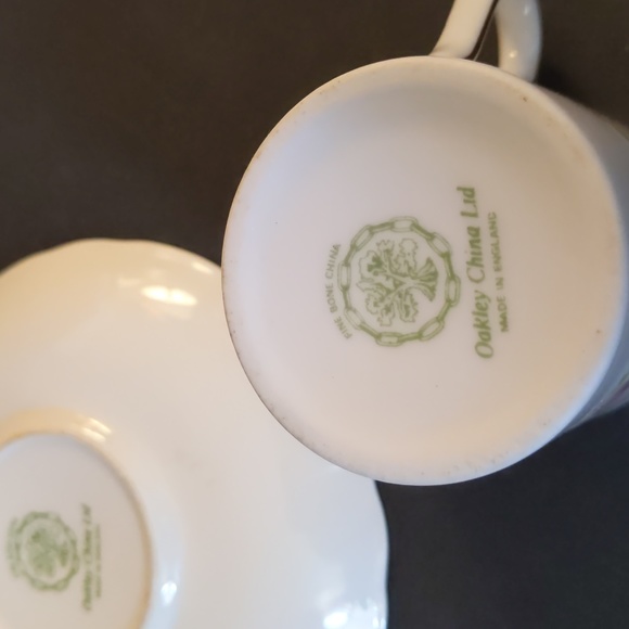 Vintage Oakley China Ltd fine bone China Demitasse cup and saucer pink roses - Picture 3 of 4